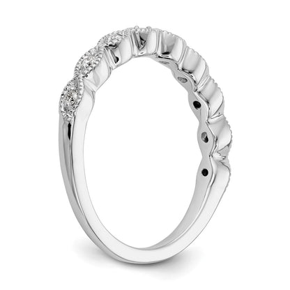 14K White Gold 1/10 carat Diamond Complete Wedding Band