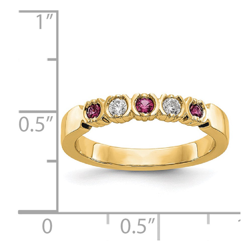 14k Yellow Gold 1/10 carat Diamond and Ruby Complete Band