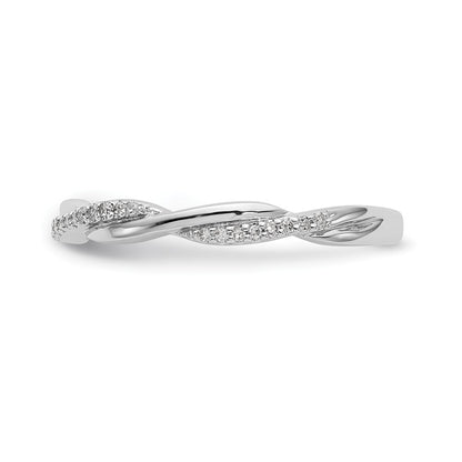 14K White Gold Twist Design 1/8 carat Complete Diamond Band