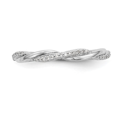 14K White Gold Twist Design 1/8 carat Complete Diamond Band