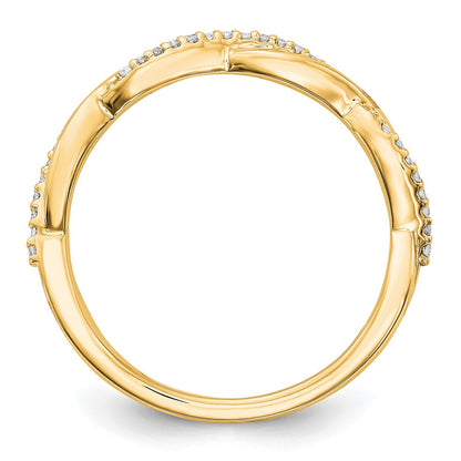 14K Yellow Gold Twist Design 1/8 carat Complete Diamond Band