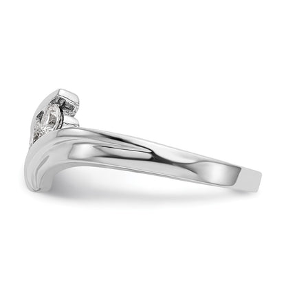 14K White Gold 3-Stone Bypass (Holds 3-3.0mm Round) Diamond Ring Mounting