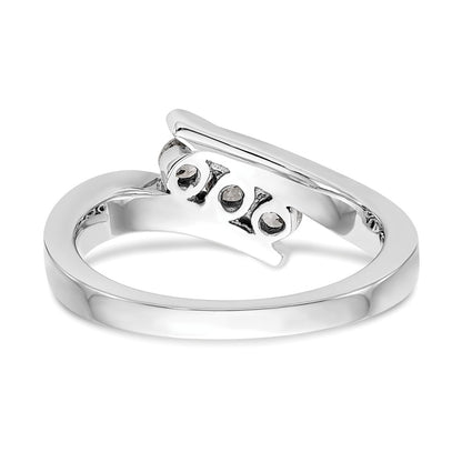 14K White Gold 3-Stone Bypass (Holds 3-3.0mm Round) Diamond Ring Mounting
