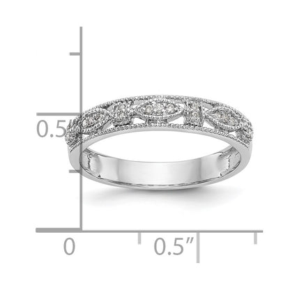14K White Gold 1/10 carat Diamond Complete Wedding Band