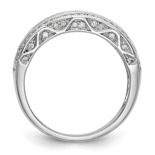 14K White Gold 3/4 carat Baguette/Round Diamond Complete Band