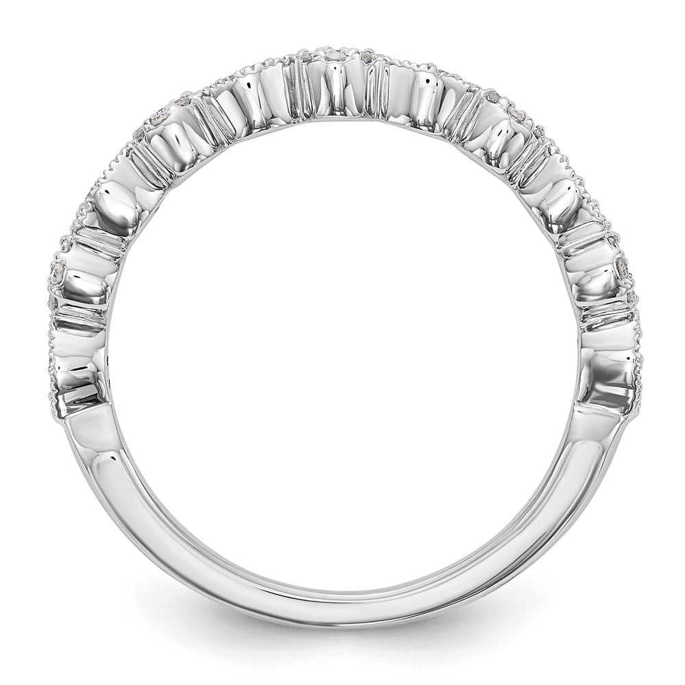 14K White Gold Fancy 1/6 carat Diamond Complete Wedding Band