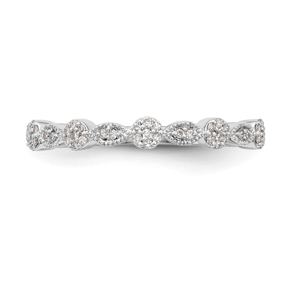14K White Gold Fancy 1/6 carat Diamond Complete Wedding Band