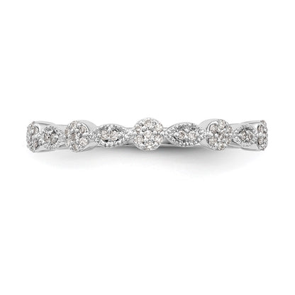 14K White Gold Fancy 1/6 carat Diamond Complete Wedding Band