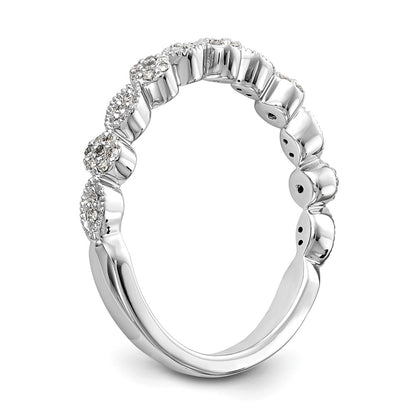 14K White Gold Fancy 1/6 carat Diamond Complete Wedding Band