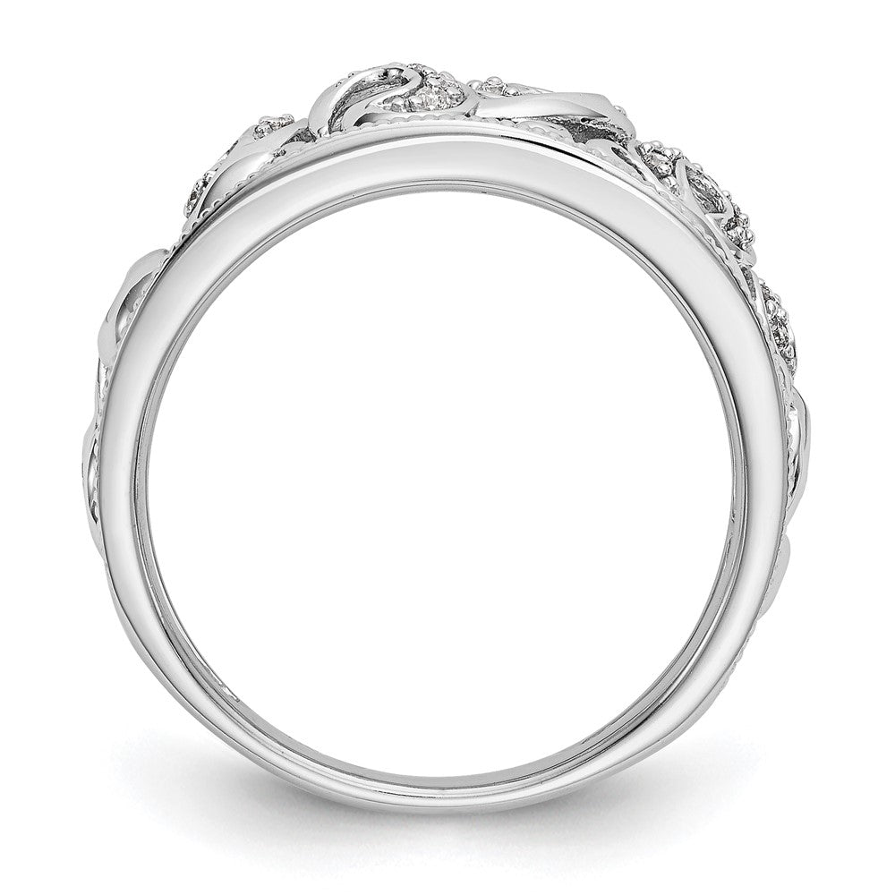 14K White Gold Swirled 1/6 carat Complete Diamond Band