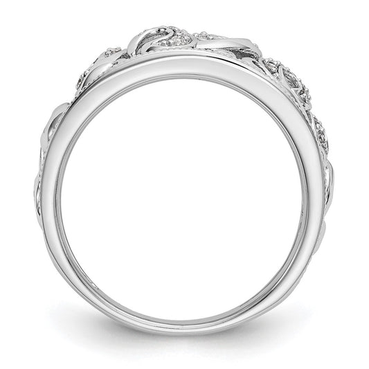 14K White Gold Swirled 1/6 carat Complete Diamond Band