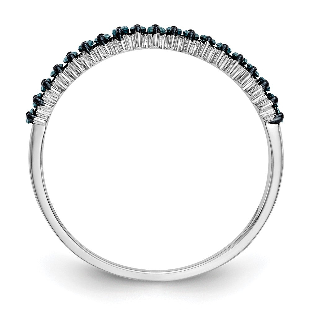 14K White Gold 1/6 carat Blue Diamond Complete Band