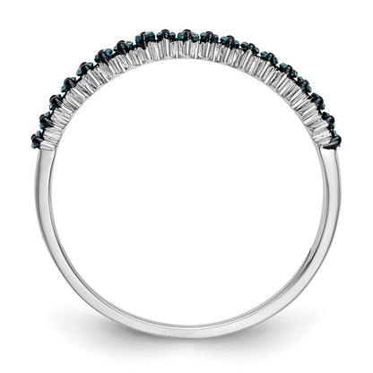 14K White Gold 1/6 carat Blue Diamond Complete Band