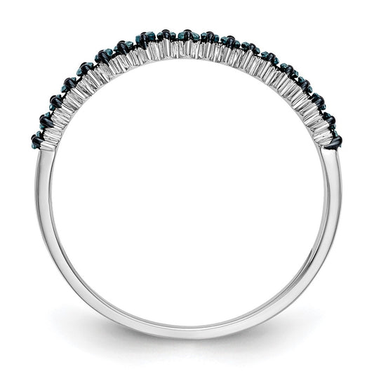14K White Gold 1/6 carat Blue Diamond Complete Band