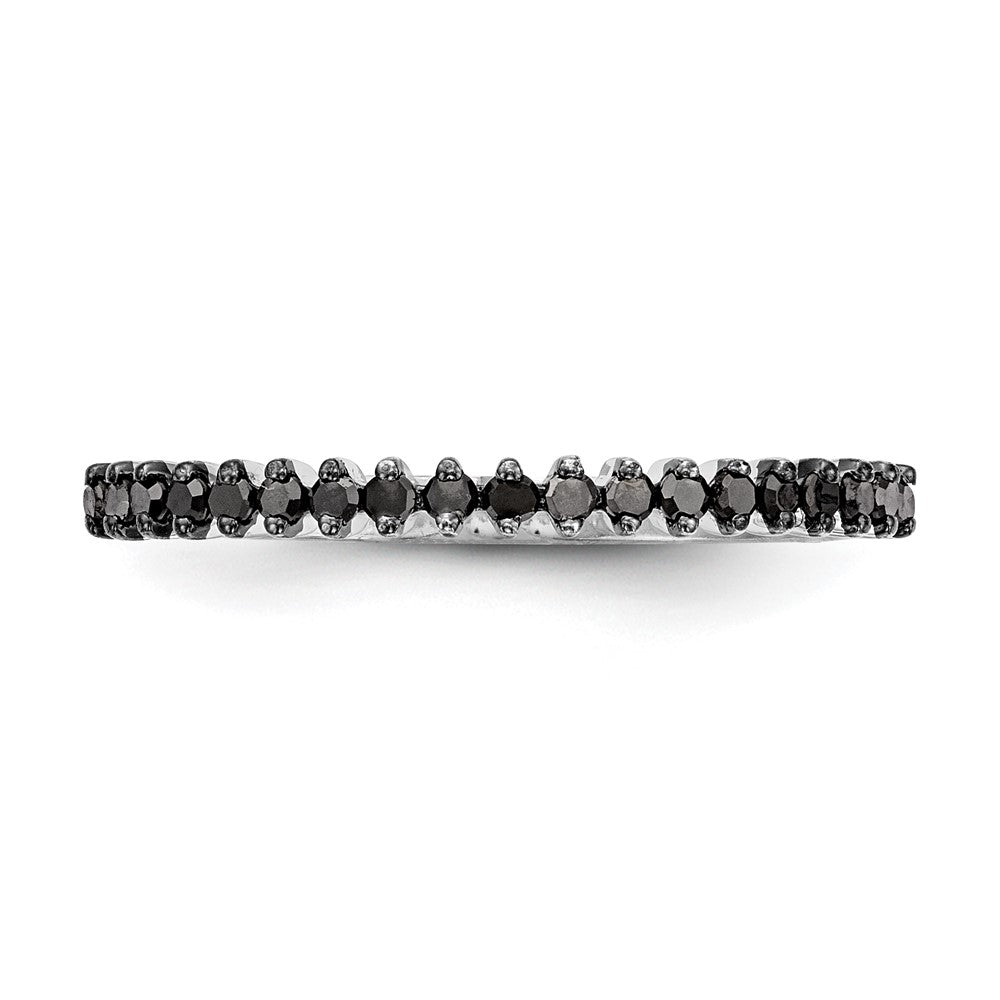 14K White Gold 1/6 carat Blue Diamond Complete Band