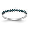 14K White Gold 1/6 carat Blue Diamond Complete Band