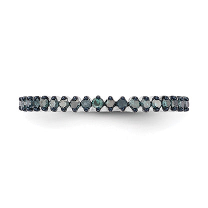 14K White Gold 1/6 carat Black Diamond Complete Band