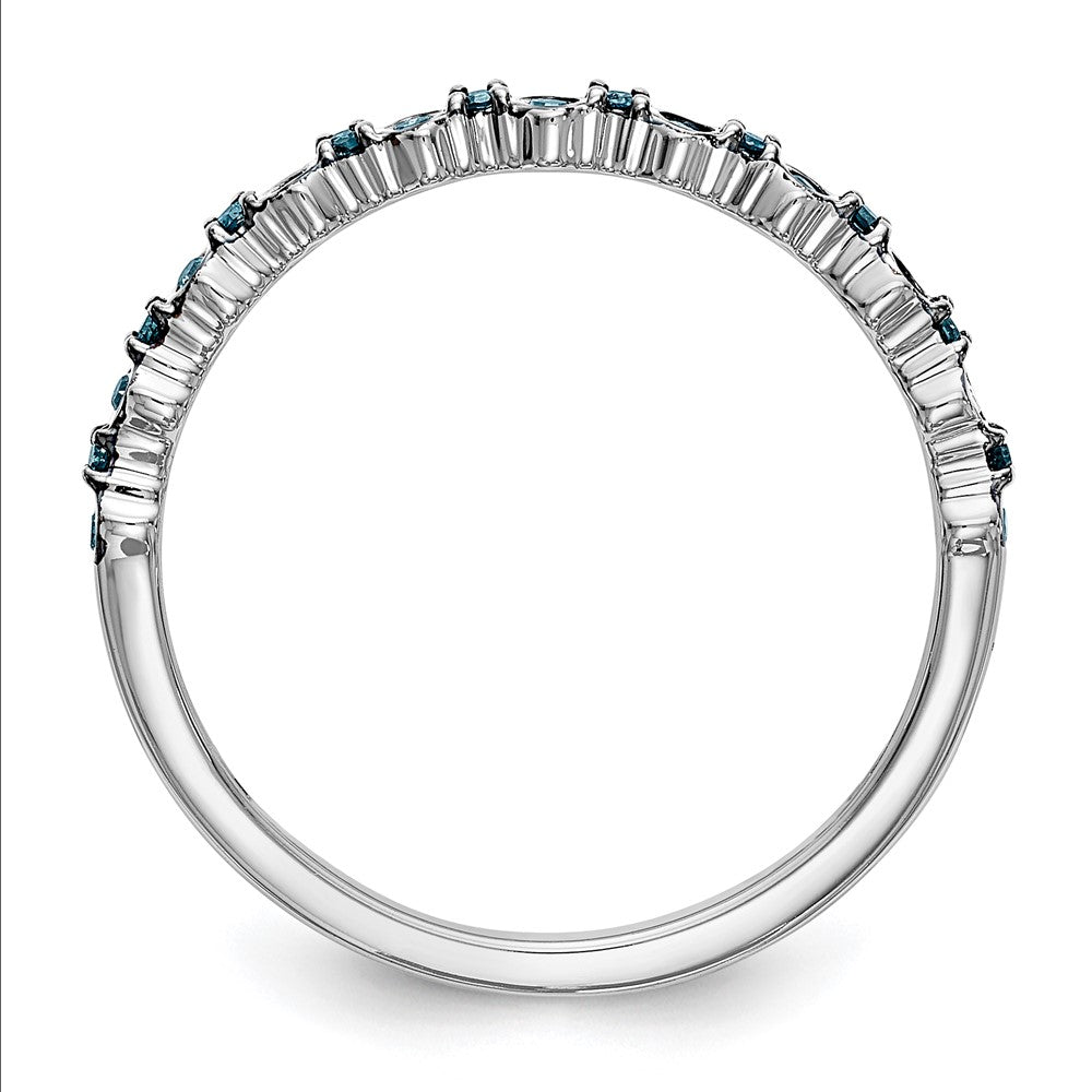 14K White Gold 1/10 carat Blue Diamond Complete Band