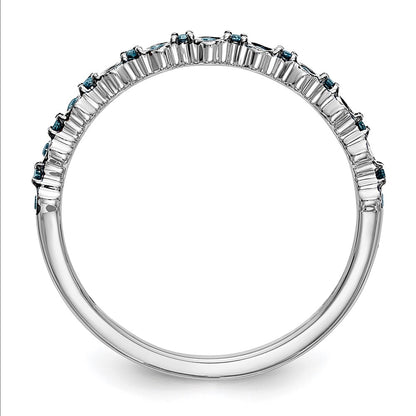 14K White Gold 1/10 carat Blue Diamond Complete Band