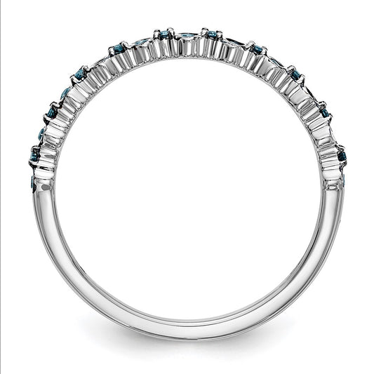 14K White Gold 1/10 carat Blue Diamond Complete Band