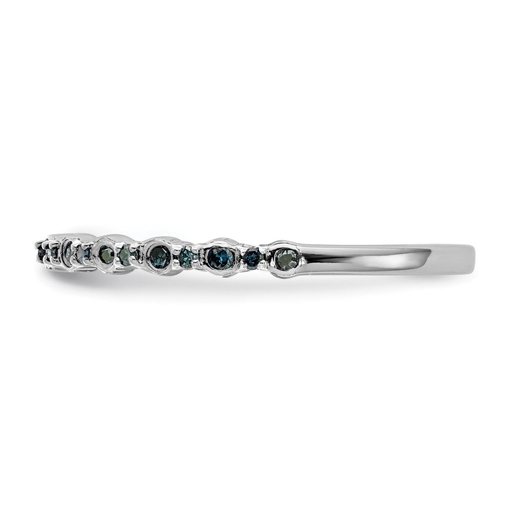 14K White Gold 1/10 carat Blue Diamond Complete Band