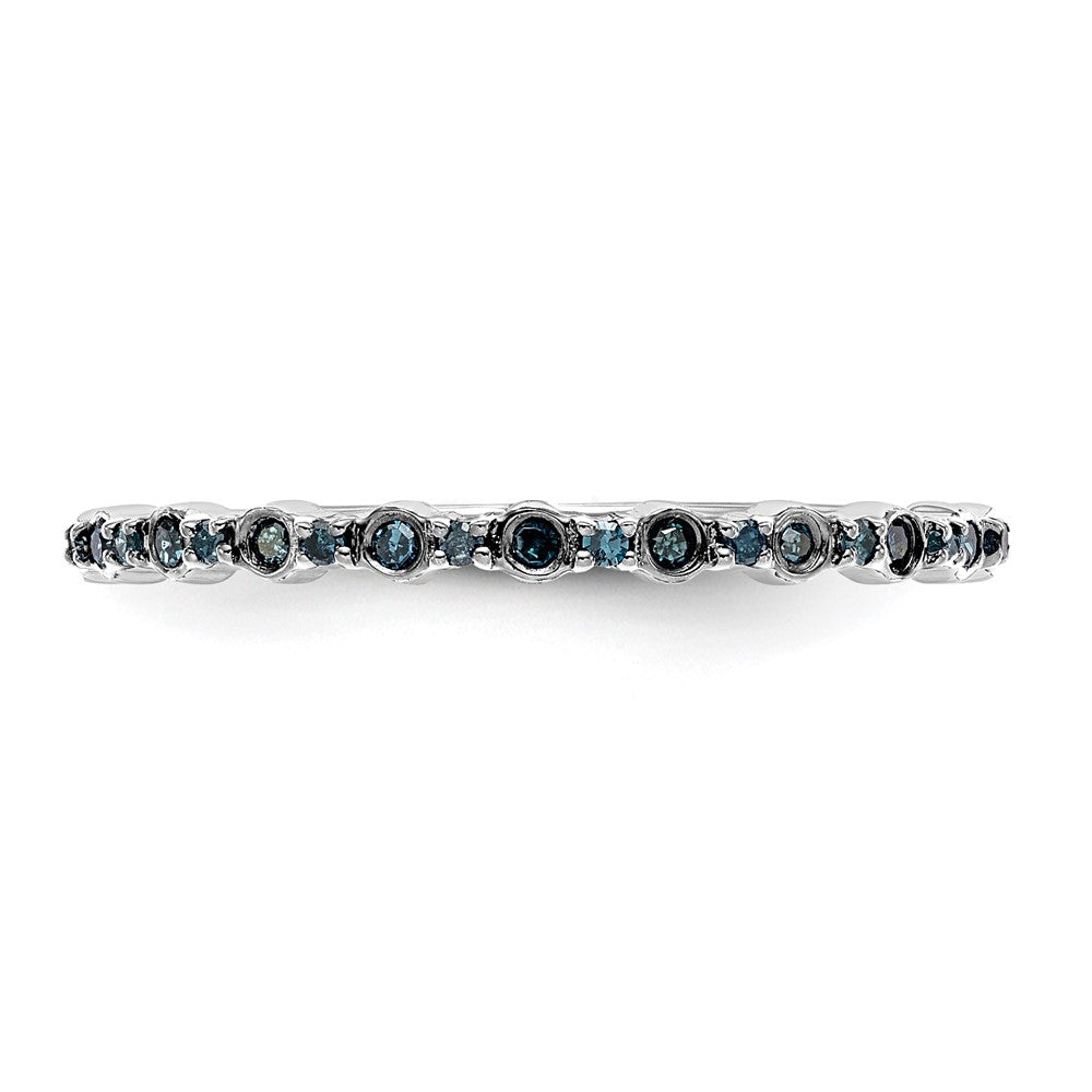 14K White Gold 1/10 carat Blue Diamond Complete Band