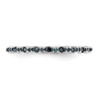 14K White Gold 1/10 carat Blue Diamond Complete Band