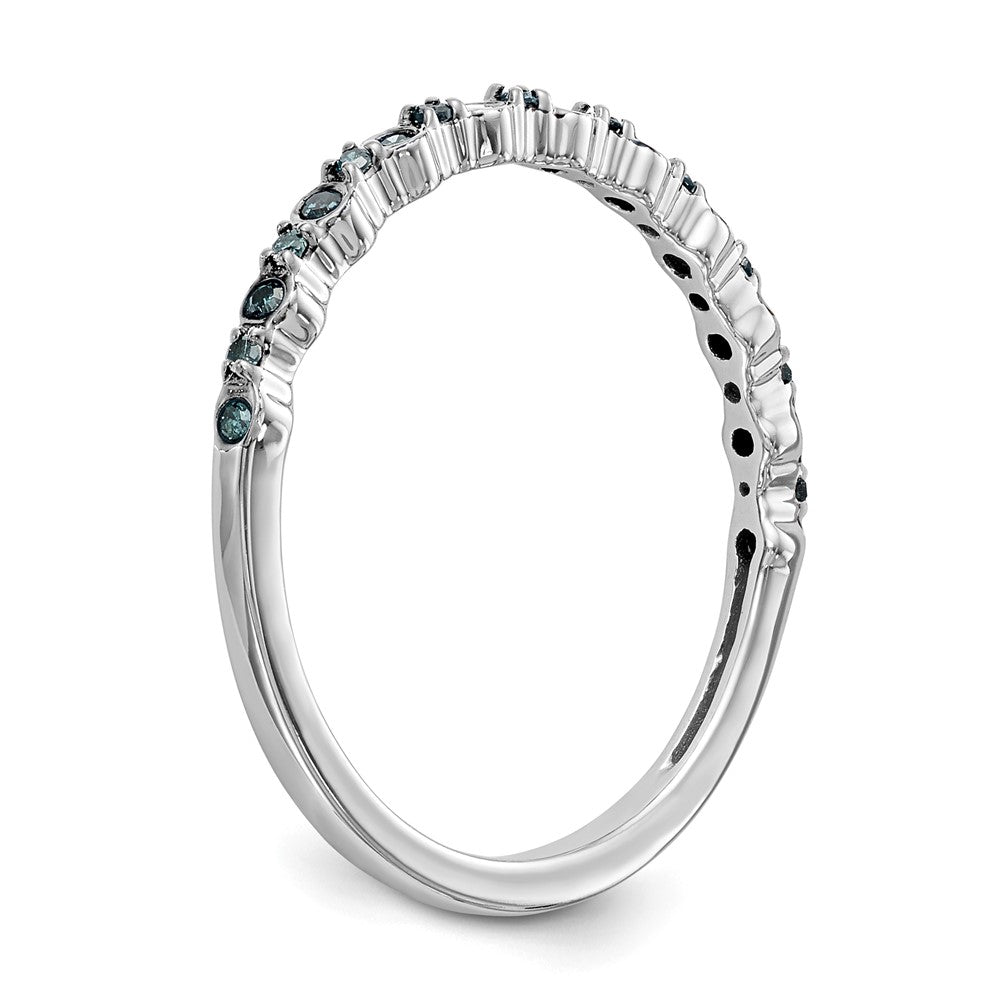 14K White Gold 1/10 carat Blue Diamond Complete Band