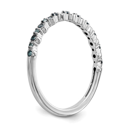14K White Gold 1/10 carat Blue Diamond Complete Band