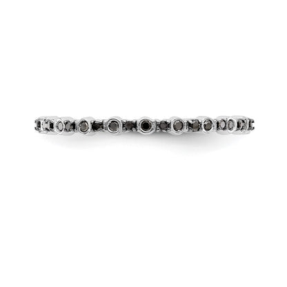 14K White Gold 1/10 carat Black Diamond Complete Band