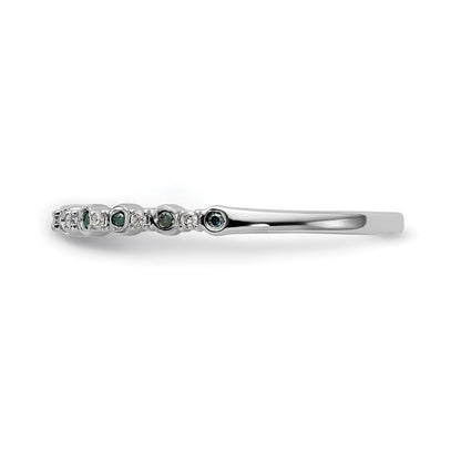 14K White Gold 1/10 carat Blue and White Diamond Complete Band