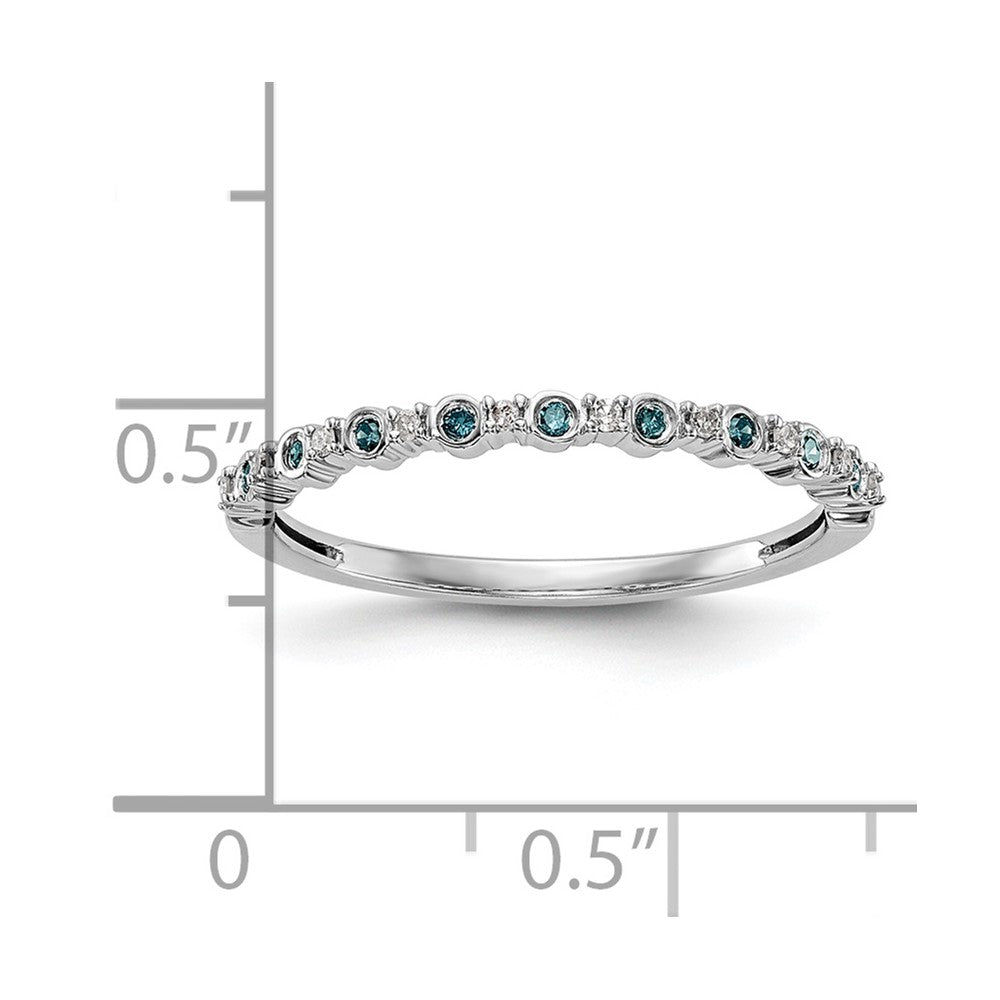 14K White Gold 1/10 carat Blue and White Diamond Complete Band