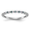 14K White Gold 1/10 carat Blue and White Diamond Complete Band