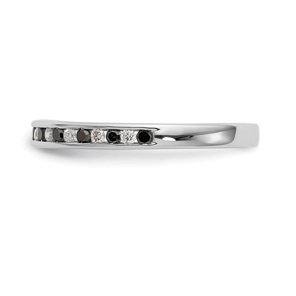 14K White Gold 1/4 carat Black and White Diamond Complete Channel Band