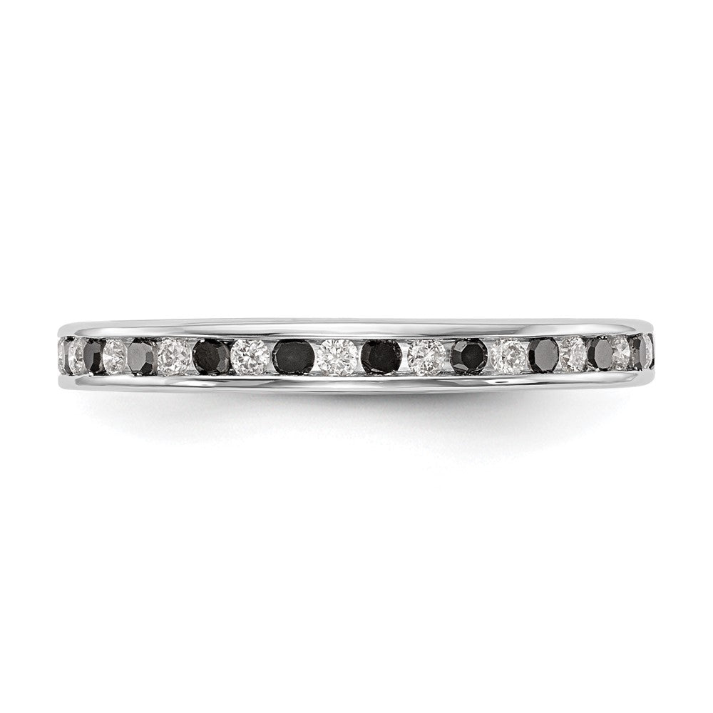 14K White Gold 1/4 carat Black and White Diamond Complete Channel Band