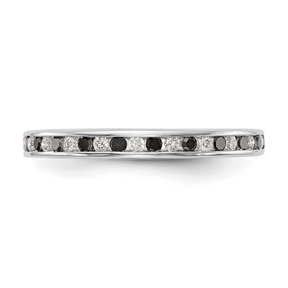 14K White Gold 1/4 carat Black and White Diamond Complete Channel Band