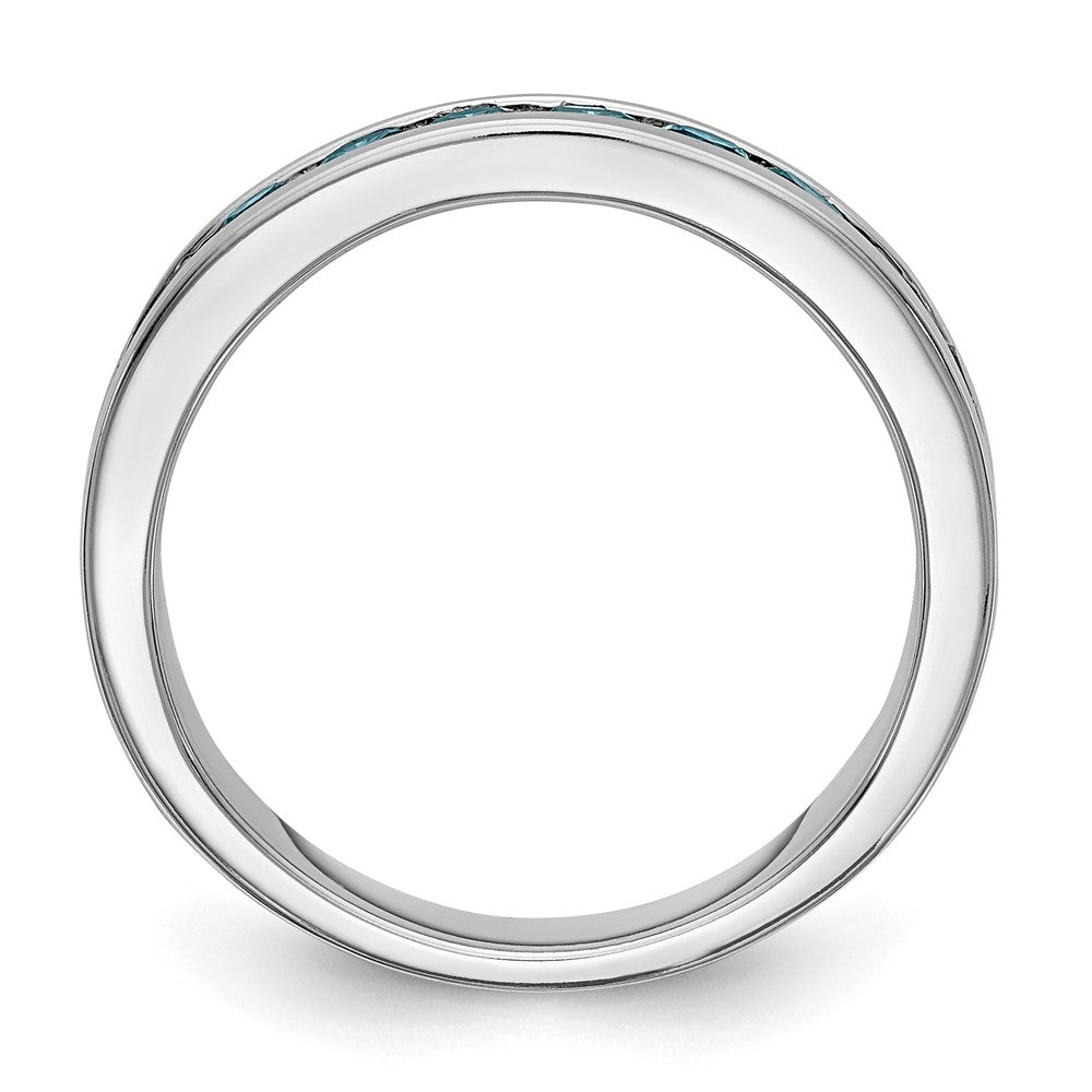 14k White Gold 3/4 carat Blue Diamond Complete Channel Band