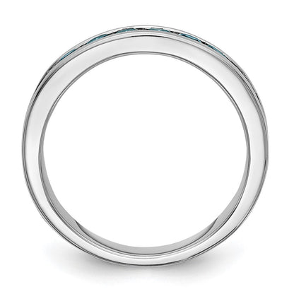 14k White Gold 3/4 carat Blue Diamond Complete Channel Band