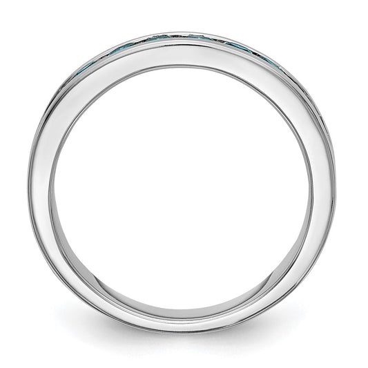 14k White Gold 3/4 carat Blue Diamond Complete Channel Band