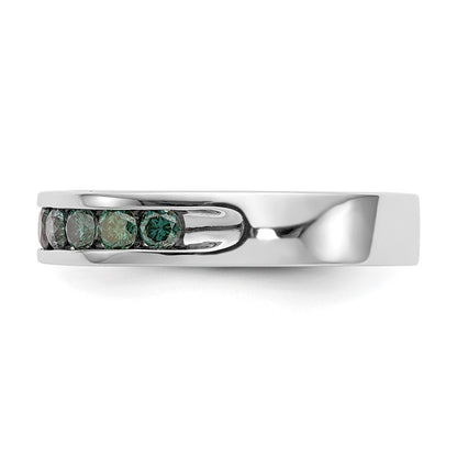 14k White Gold 3/4 carat Blue Diamond Complete Channel Band
