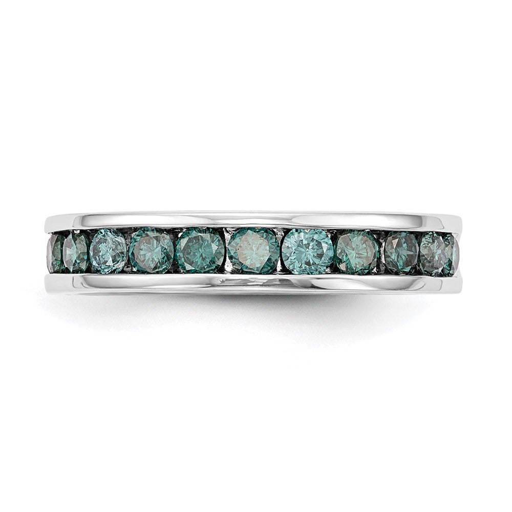 14k White Gold 3/4 carat Blue Diamond Complete Channel Band