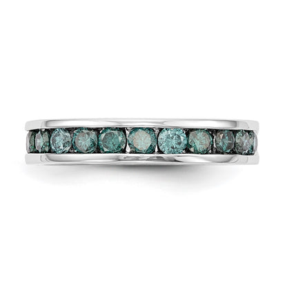 14k White Gold 3/4 carat Blue Diamond Complete Channel Band
