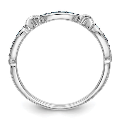 14k White Gold X-Design 1/10 carat Blue Diamond Complete Band