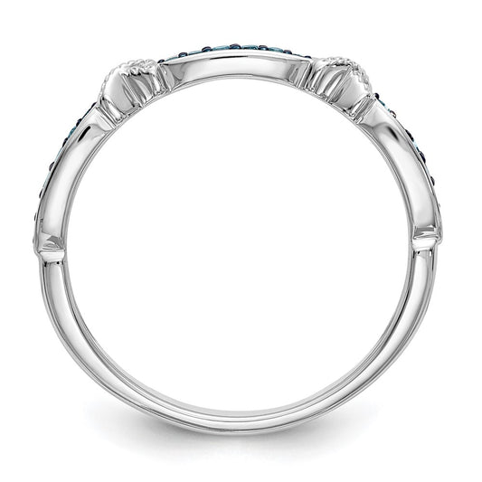 14k White Gold X-Design 1/10 carat Blue Diamond Complete Band