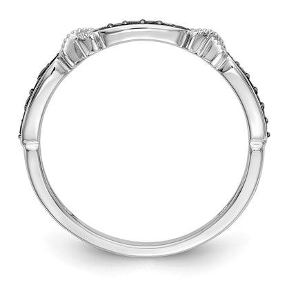 14k White Gold X-Design 1/10 carat Black Diamond Complete Band
