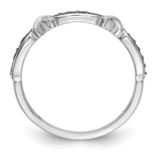 14k White Gold X-Design 1/10 carat Black Diamond Complete Band