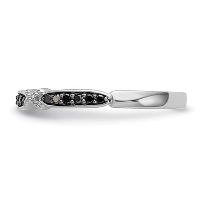 14k White Gold X-Design 1/10 carat Black Diamond Complete Band