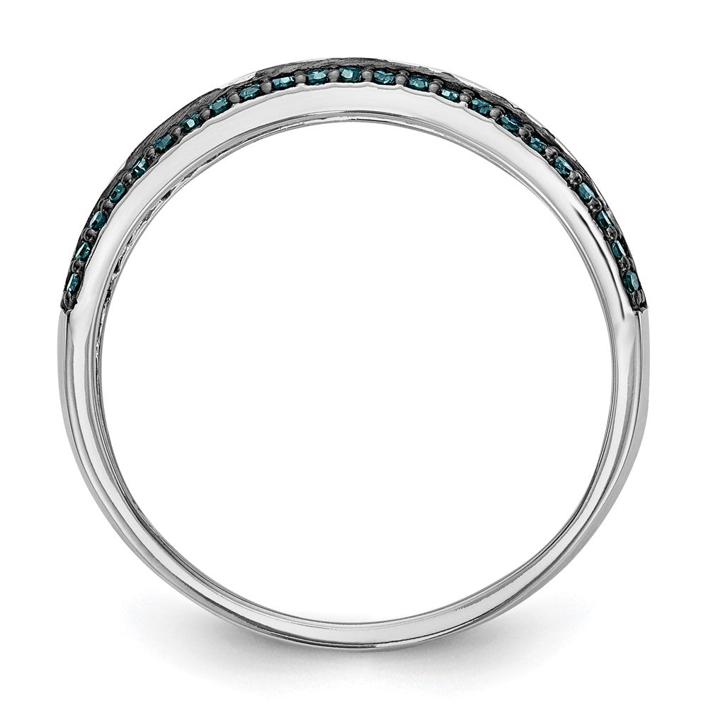 14k White Gold 3/4 carat Blue and White Diamond Complete Channel Band