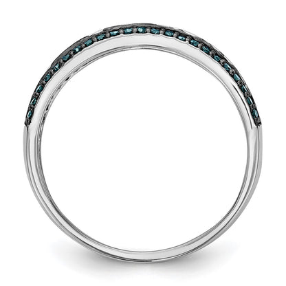 14k White Gold 3/4 carat Blue and White Diamond Complete Channel Band