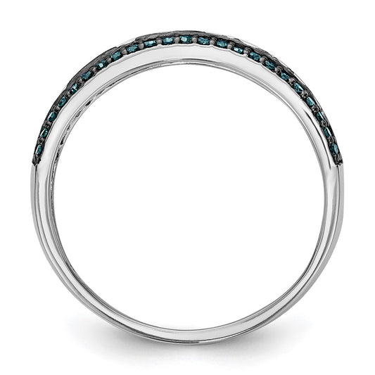 14k White Gold 3/4 carat Blue and White Diamond Complete Channel Band